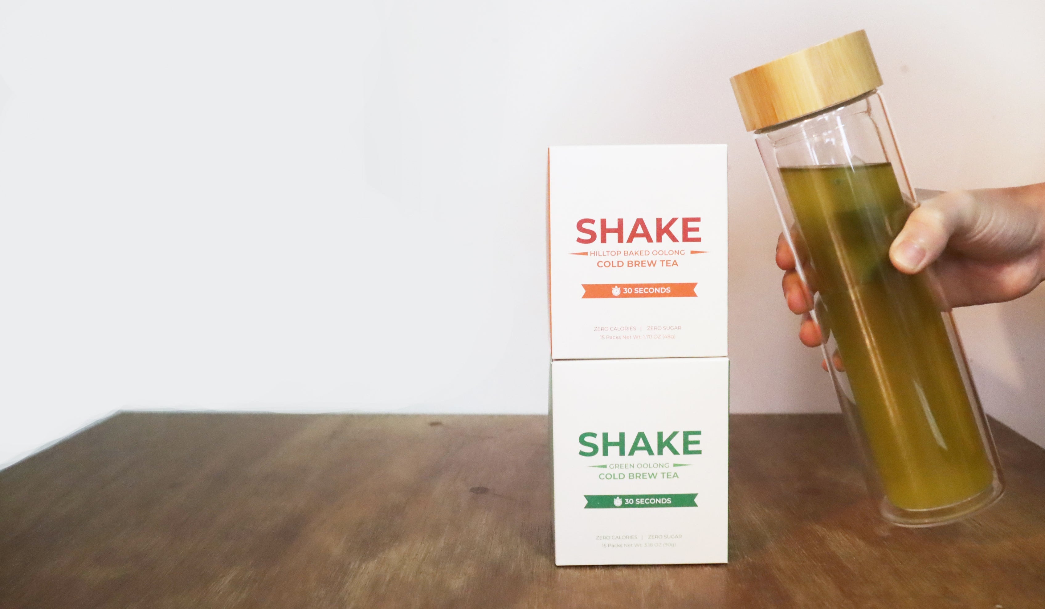 Shake Cold Brew Tea
just shake 30 seconds
smooth, refreshing taste
without the need for hot water